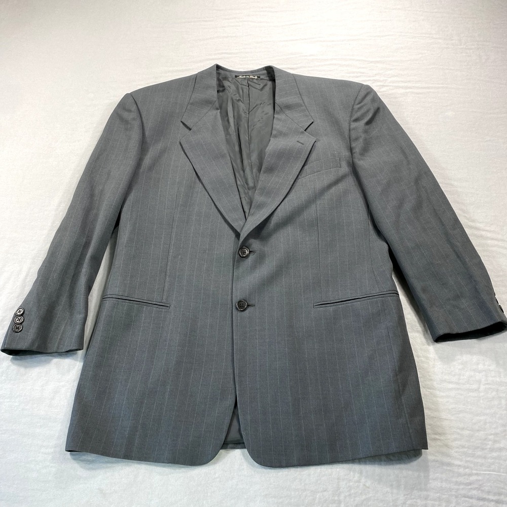 VTG Mani Giorgio Armani Blazer Mens 42L Gray Wool Sport Coat Jacket Italy Made